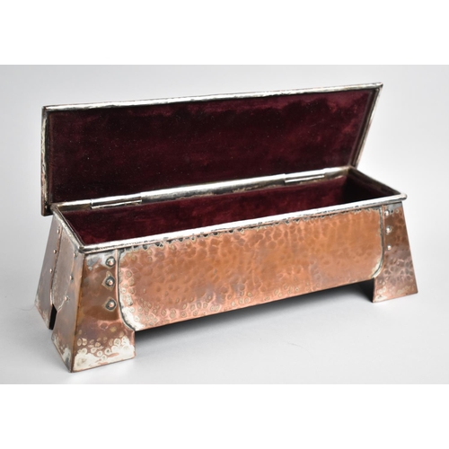 9 - An Arts and Crafts Hand Beaten Copper Box of Sarcophagus Form, having Hinged Lid and Traces of Origi... 