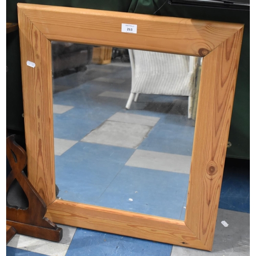 263 - A Modern Pine Framed Wall Mirror, 57cm Square