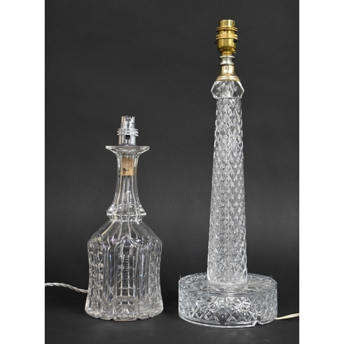 298 - Two Glass Table Lamp Bases, One Formed From a Cut Glass Decanter