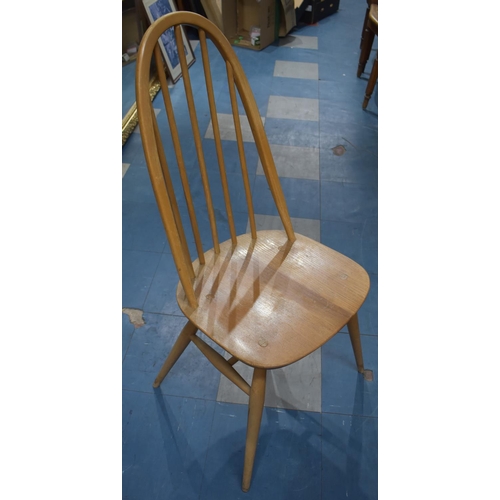 553 - A Set of Six Ercol Hoop Back Quaker Dining Chairs, In Need of Some Attention