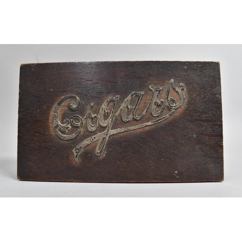 1 - An Edwardian Oak Two Division Cigar Box with Silver Label to Hinged Lid, 27.5cms Wide