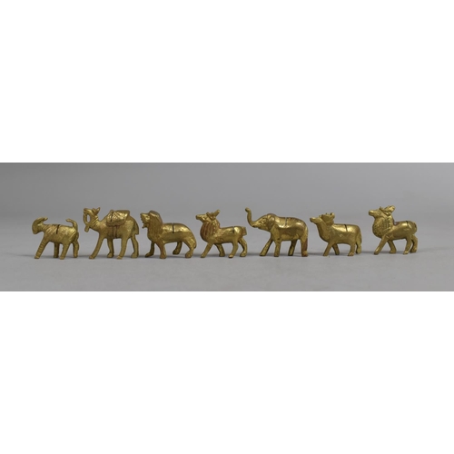 37 - A Collection of Seven Miniature Brass Studies of Wild Animals