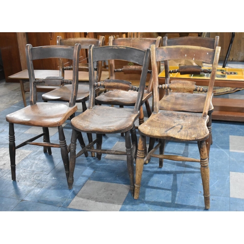 515 - A Halequin Set of Six Elm Seated Side Chairs