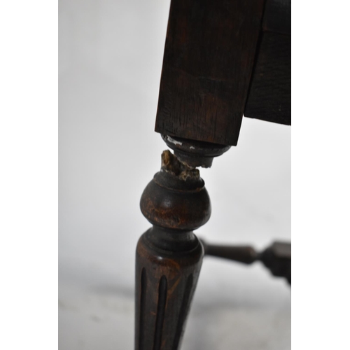 517 - A Late 19th/Early 20th Century Gothic Revival Oak Hall Side Chair, One Leg Requires Regluing