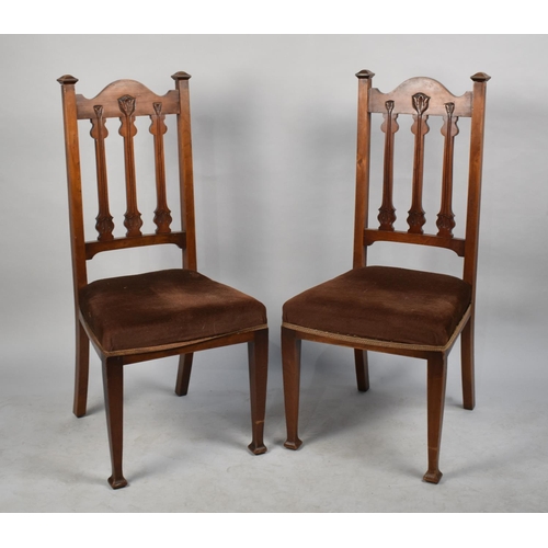 519 - A Pair of Art Nouveau Side Chairs with Upholstered Seats