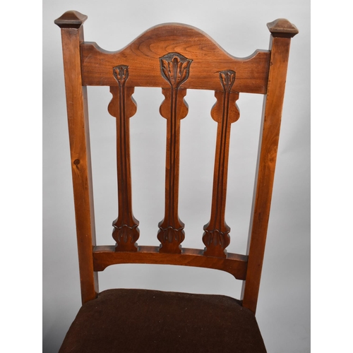 519 - A Pair of Art Nouveau Side Chairs with Upholstered Seats