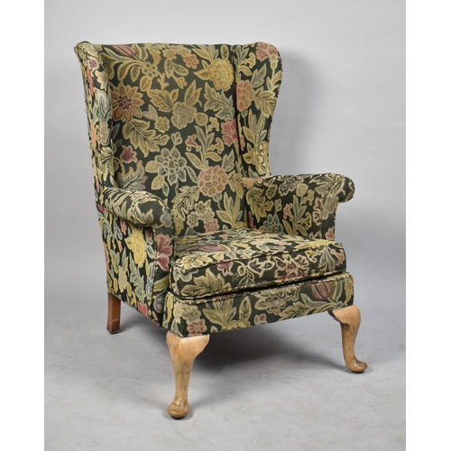 520 - A Vintage Wing Armchair with Tapestry Upholstery