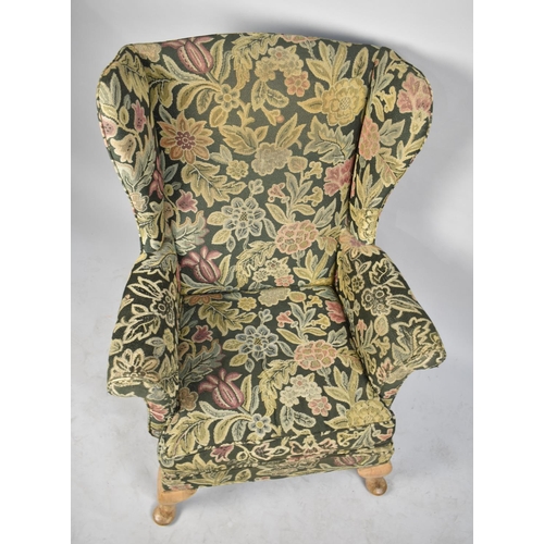 520 - A Vintage Wing Armchair with Tapestry Upholstery