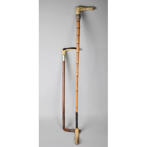 53 - Two Bone Handled Riding Crops, Bamboo Example by Swaine and Adeney, Makers to the Queen, The Other L... 