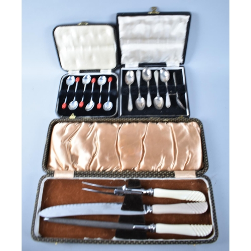 57 - A Collection of Cased Cutlery to include Two Cased Sets of Tea and Coffee Spoons together with a Pla... 
