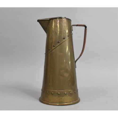 58 - A Brass Arts and Crafts Hot Water Jug with Hinged Lid, Stamped 47, WMF to Base, 25cms High