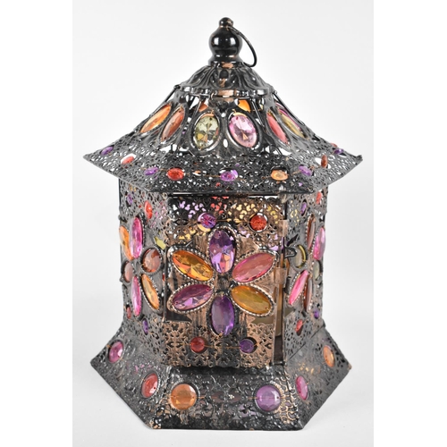 68 - A Modern Hexagonal Candle Lantern, 31cms High