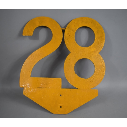 141 - A Vintage Yellow Painted Speed Restriction Sign, 28, 60cm high