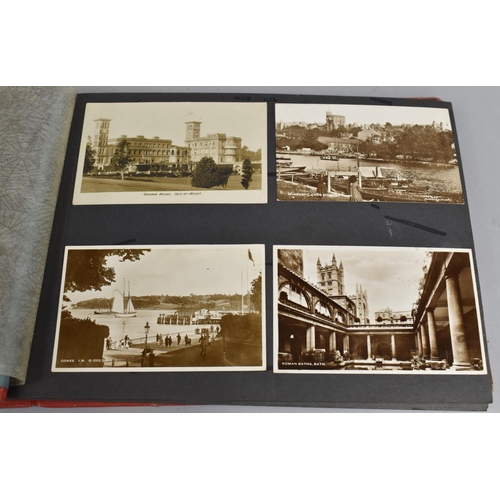 153 - A Collection of Edwardian and Later Postcards Glued Into Mid 20th Century Album