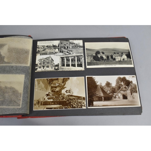 153 - A Collection of Edwardian and Later Postcards Glued Into Mid 20th Century Album