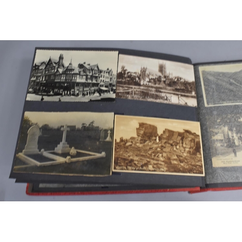 153 - A Collection of Edwardian and Later Postcards Glued Into Mid 20th Century Album