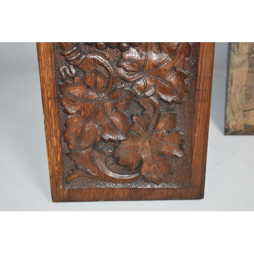 163 - A Carved Oak Panel Depicting Birds, Vines and Grapes, 90x20cm Together with an Inlaid Rosewood Panel... 