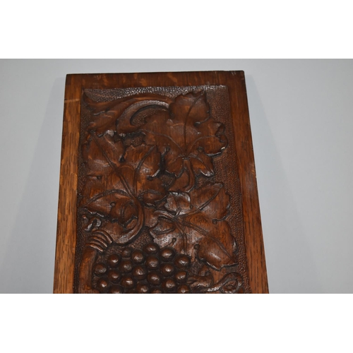 163 - A Carved Oak Panel Depicting Birds, Vines and Grapes, 90x20cm Together with an Inlaid Rosewood Panel... 