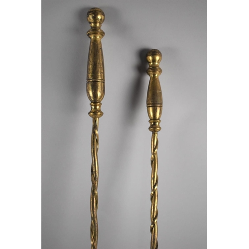 168 - A Pair of 19th Century Long Handled Fire Irons, the Poker 78cm Long