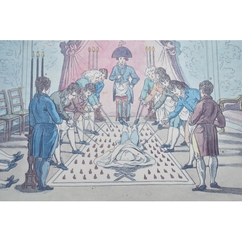 184 - A Set of Six Modern Prints of 1812 Engravings Depicting Masonic Ceremonies, 19x14cm