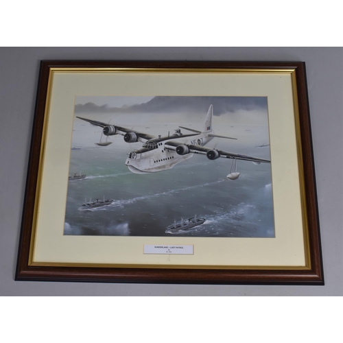 299 - A Framed Print, Sunderland - Last Patrol, by K Hill, Frame 56.5x47cms