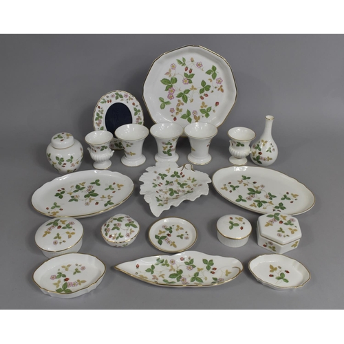 303 - A Collection of Wedgwood Wild Strawberry Pattern China to comprise Lidded Pots, Photo Frame, Vases E... 