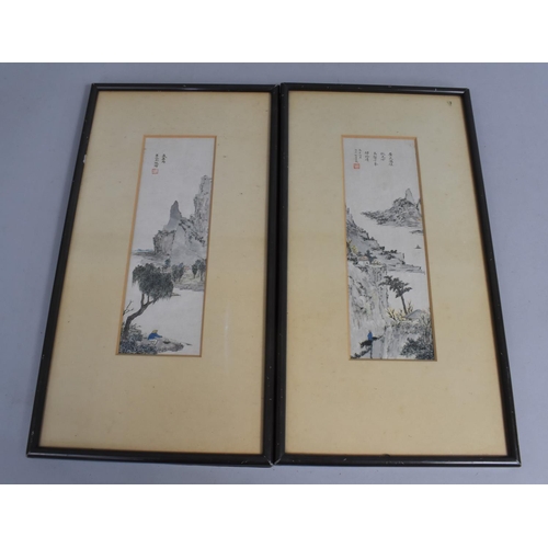 305 - A Pair of Oriental Prints, 7.5x27.5cm