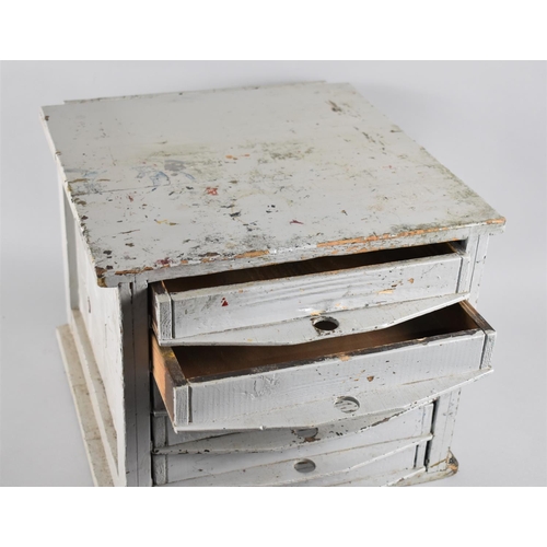 56 - A Vintage Painted Six Drawer Engineers Chest, 37cms Square and 28cms High