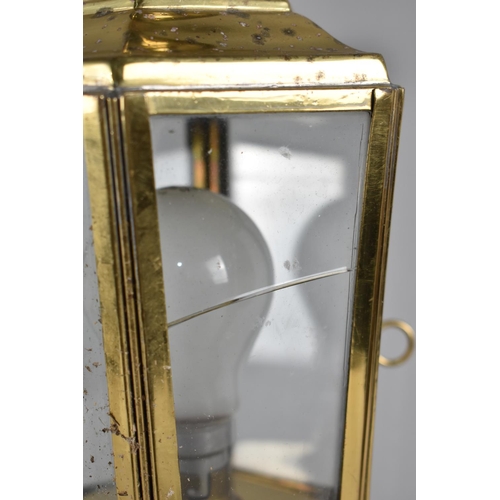 69 - A Mid 20th century Brass Lantern Style Table Lamp on Hexagonal Base, 48cms High