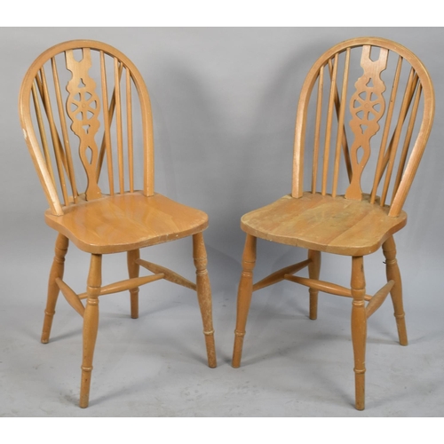 513 - A Pair of Mid 20th Century Wheel Back Dining Chairs