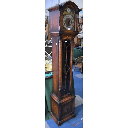 232 - A Mid 20th Century Good Quality Oak Long Case Clock with Glazed Pendulum Front, Westminster Chime Mo... 