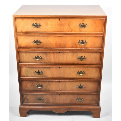 105 - A Mid 20th Century Walnut Secretaire Chest, Fall Front in the Form of Two Faux Drawers to Fitted Int... 