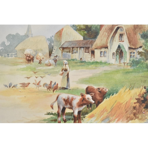 124 - A Pair of 1920s Gilt Framed Watercolours by Charles Sherratt, Rural Scenes, Each 24x15cms