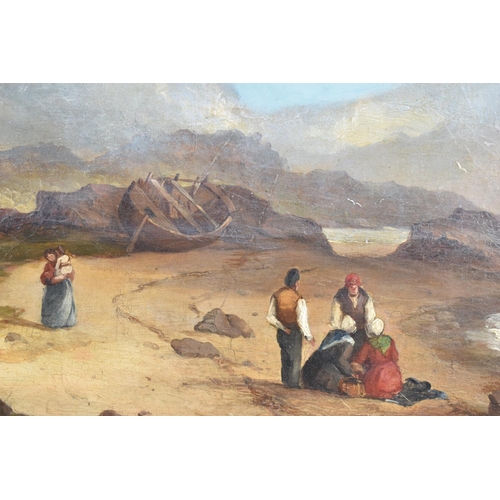 136 - A Mid 19th Century Gilt Framed OIl on Canvas Depicting Family Collecting Seaweed on Beach, Signed Bo... 