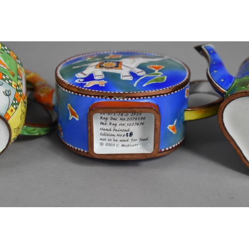 181 - A Collection of Three Enamelled Teapots, Circa 2003