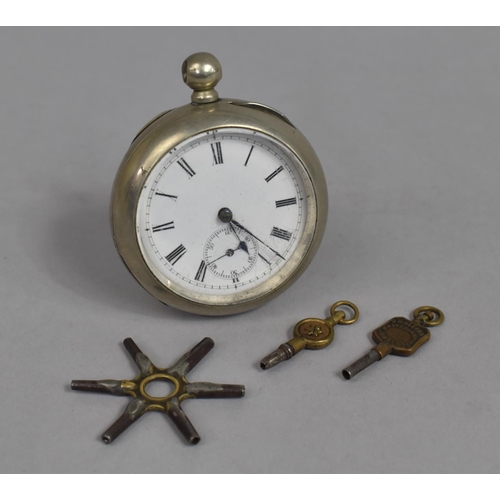 470 - A Plated Pocket Watch with Enamelled Dial Having Subsidiary Seconds Dial and Roman Numeral, Swiss Mo... 