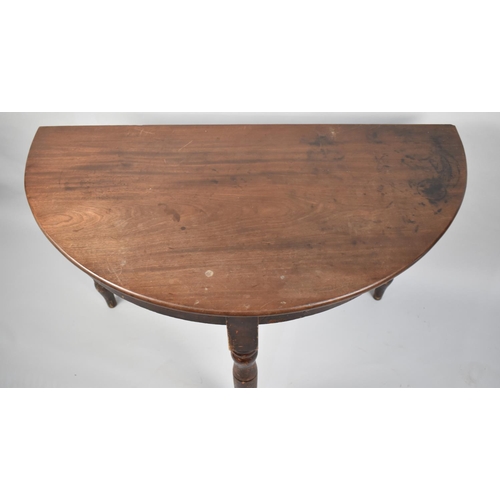 611 - An Edwardian Mahogany Topped Demi Lune Side Table, 104cms Wide