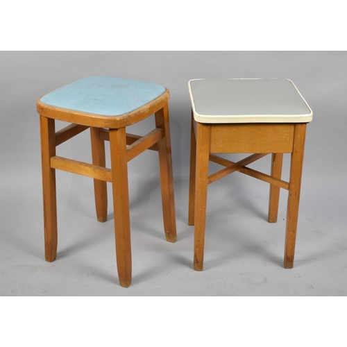 613 - Two Vintage Kitchen Stools, One with Hinged Seat