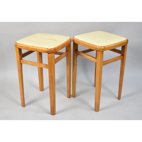 614 - A Pair of Vintage Kitchen Stools for Reupholstery