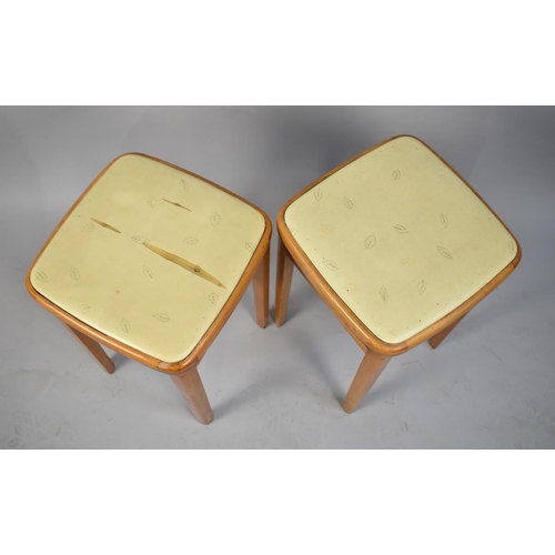 614 - A Pair of Vintage Kitchen Stools for Reupholstery