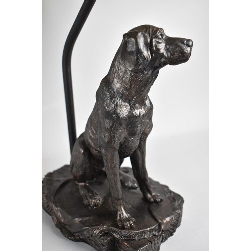 77 - A Modern Cast Novelty Table Lamp in the Form of a Seated Black Labrador, with Shade