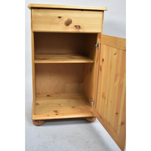 89 - A Modern Pine Bedside Cabinet with Single Drawer over Cupboard Base, 46cms Wide