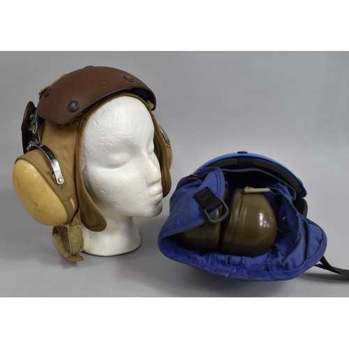 111 - Two Vintage Crewmen Flight Deck Helmets