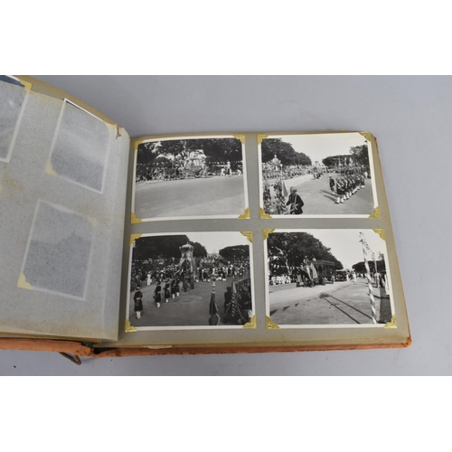 124 - A Vintage Leather Bound Photograph Album Containing Military Photos of Tour in India