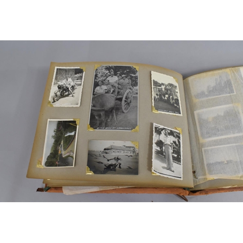 124 - A Vintage Leather Bound Photograph Album Containing Military Photos of Tour in India