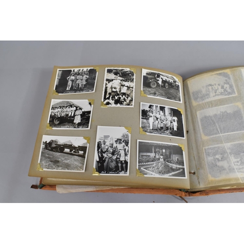 124 - A Vintage Leather Bound Photograph Album Containing Military Photos of Tour in India