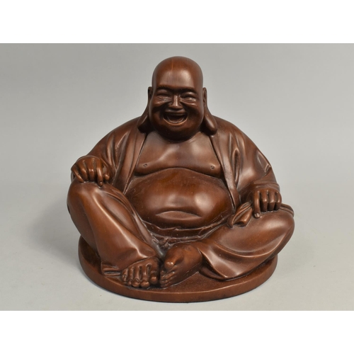 177 - A Modern Cast Resin Study of Seated Smiling Buddha, 21cms High