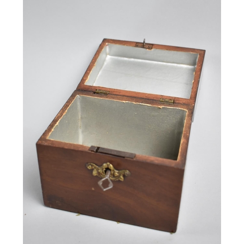 3 - A Late 19th/Early 20th Century Mahogany Tea Caddy Box, Compete with Key, 13cms Wide