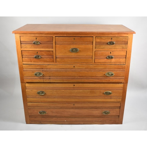 602 - An Edwardian Satin Walnut Chest of Drawers, Top Section with Centre Deep Drawer Flanked by Two Small... 