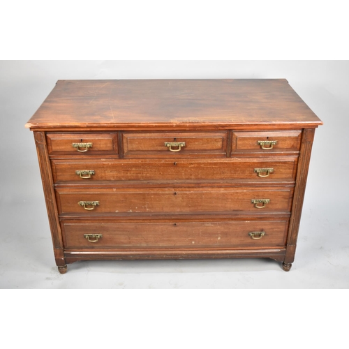 606 - An Edwardian Chest of Three Short and Three Graduated Long Drawers, Somewhat Scratched Top, 114cms W... 